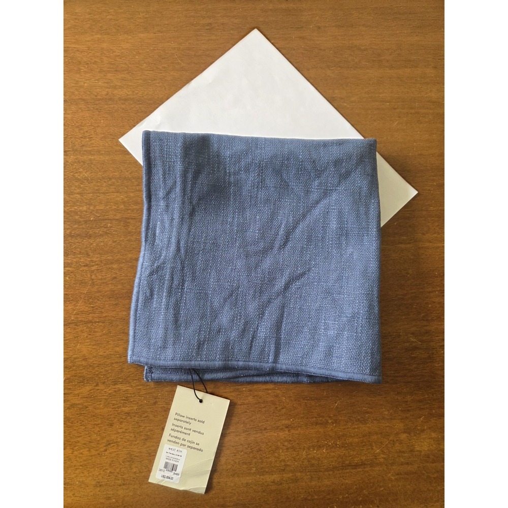 West Elm Blue Twill Throw Pillow Cover 20"x20" Classic Denim Blue